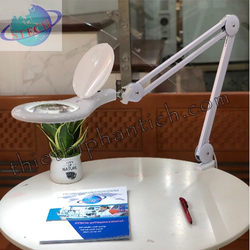 Kính lúp kẹp bàn STECH tiêu chuẩn Quốc Tế 8066A-5X-D2 (thấu kính trắng, tròn, loại xịn)